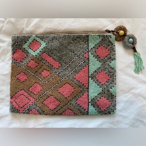 Beaded Geometric Anthropologie Clutch